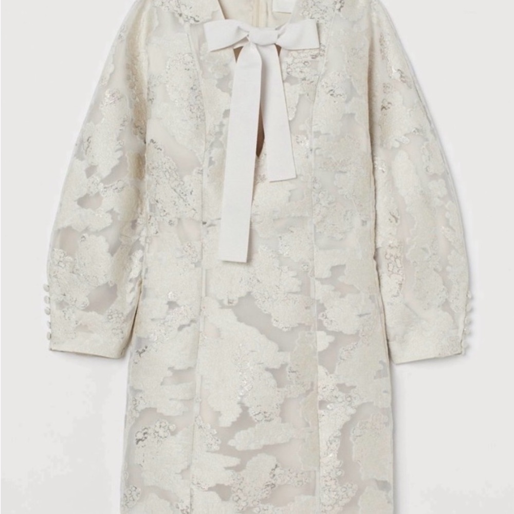 Jacquard White Pattern Dress H&M